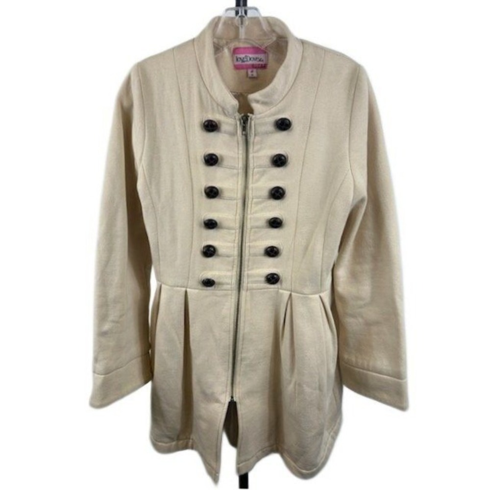 Love Dove Pink Label Women's Medium Beige Military Style Double Breasted Jacket